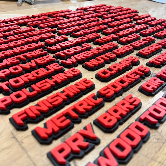 Insignias para caja de herramientas: 10 opciones, doble capa, varios colores a elegir