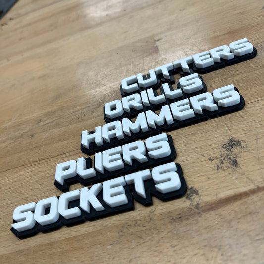 Insignias para caja de herramientas: 10 opciones, doble capa, varios colores a elegir