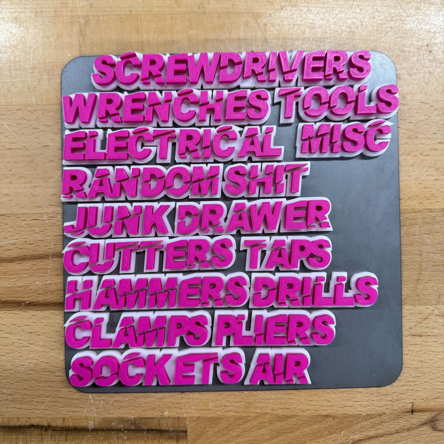 Custom Toolbox Drawer Emblems - Slash Font - 17 Piece Set As Shown - Multiple Colors Available
