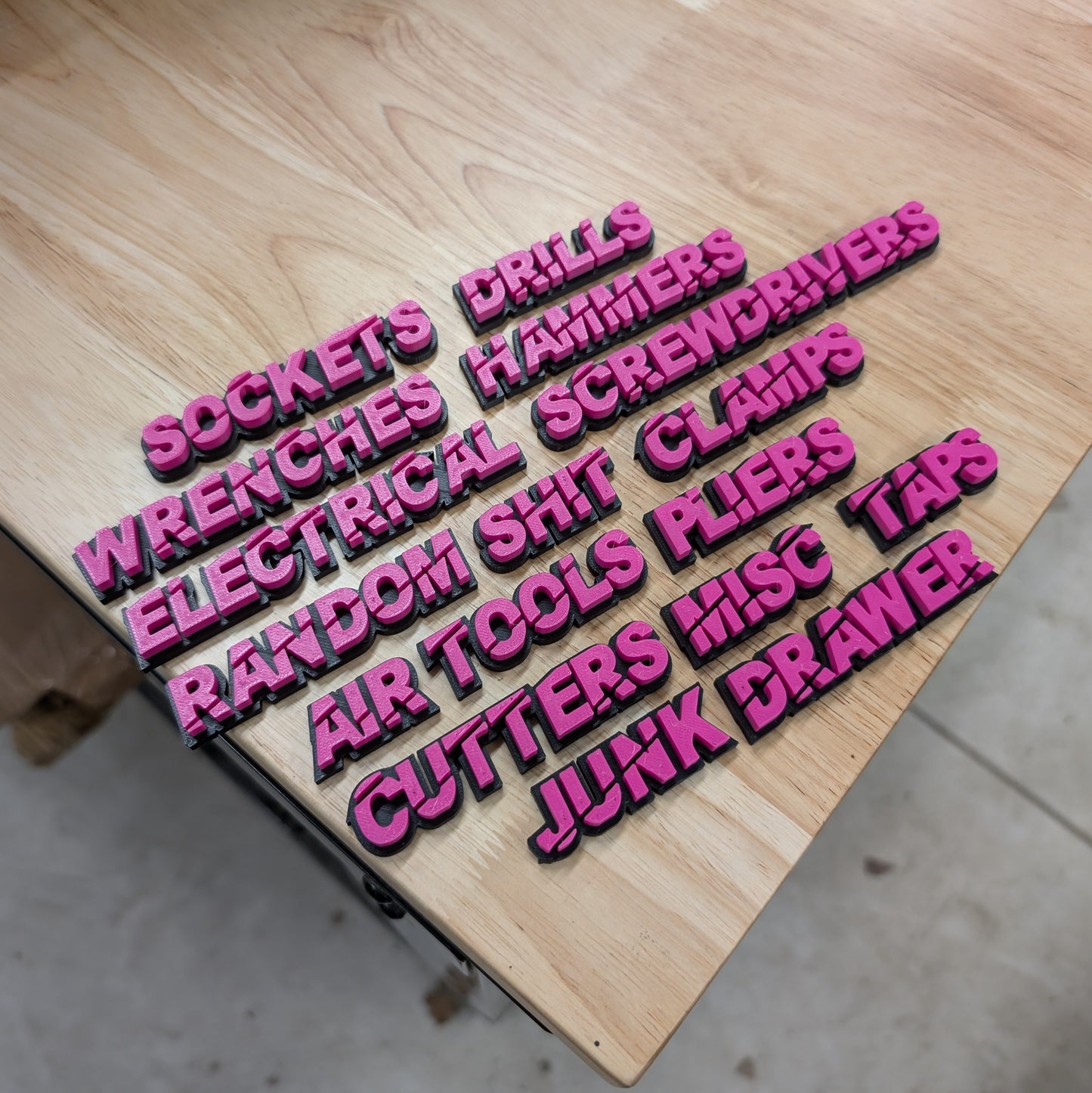Custom Toolbox Drawer Emblems - Slash Font - 17 Piece Set As Shown - Multiple Colors Available