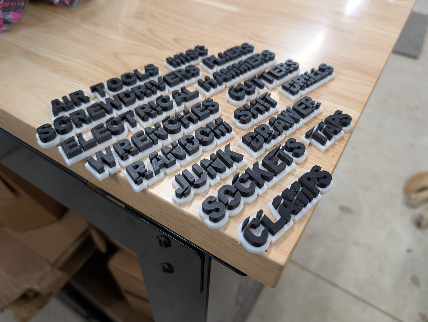 Custom Toolbox Drawer Emblems - Slash Font - 17 Piece Set As Shown - Multiple Colors Available