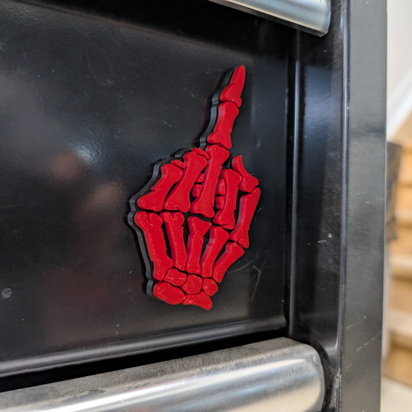 Skeleton Middle Finger Toolbox Magnet - Multiple Color Choices