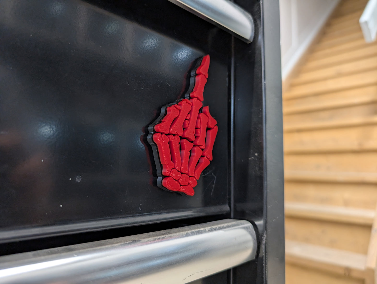 Skeleton Middle Finger Toolbox Magnet - Multiple Color Choices