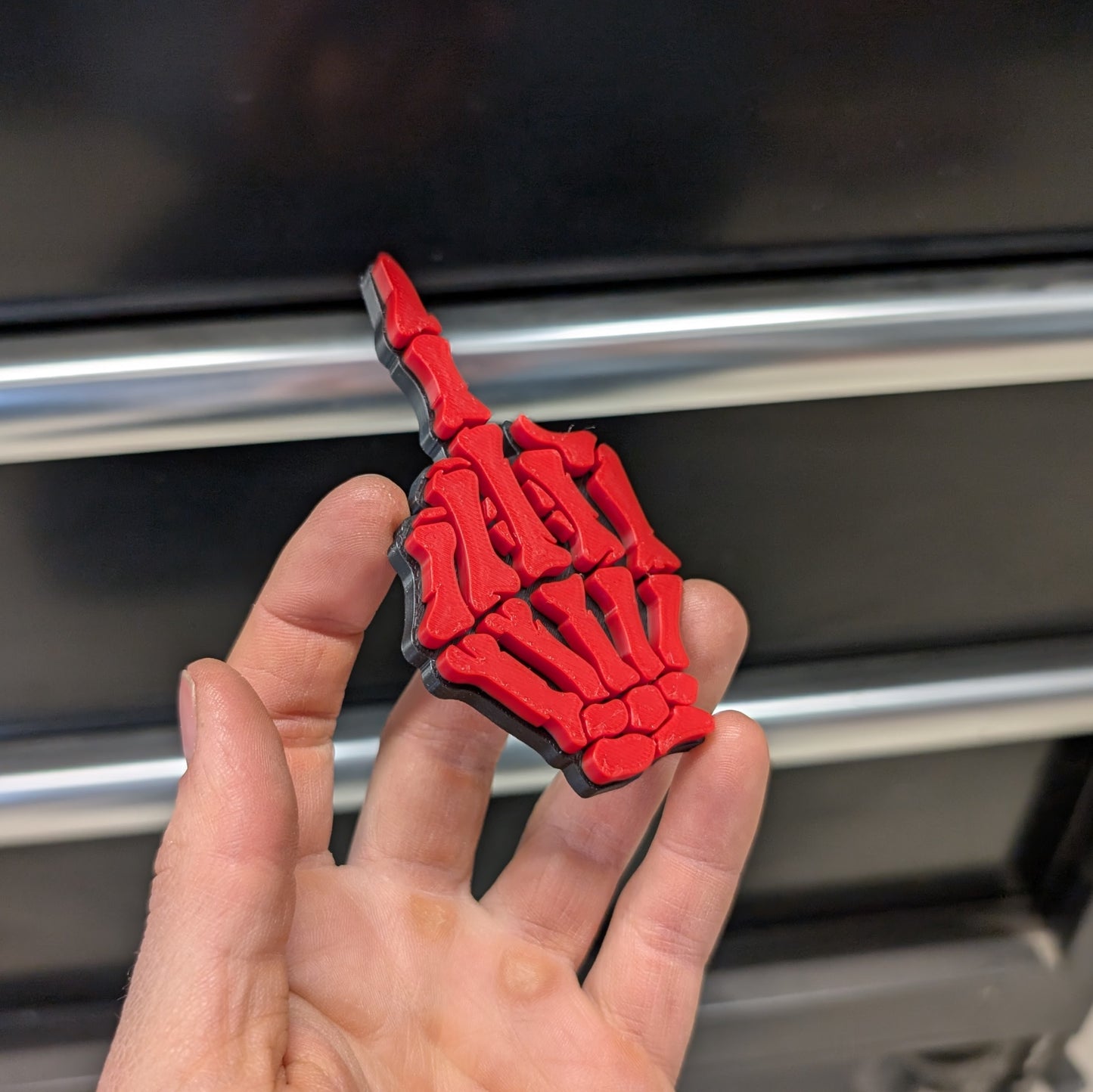 Skeleton Middle Finger Toolbox Magnet - Multiple Color Choices