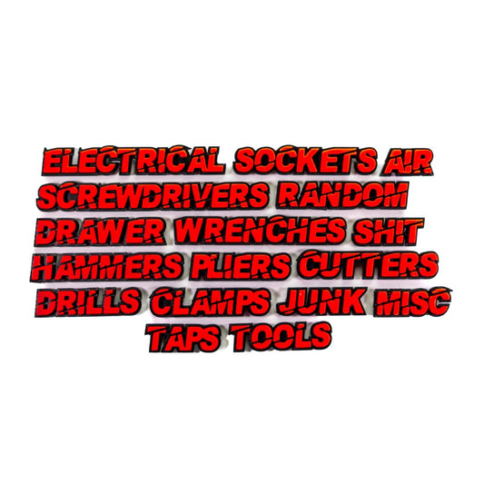 Emblemas personalizados para cajones de herramientas: fuente Slash, juego de 17 piezas, como se muestra, varios colores disponibles