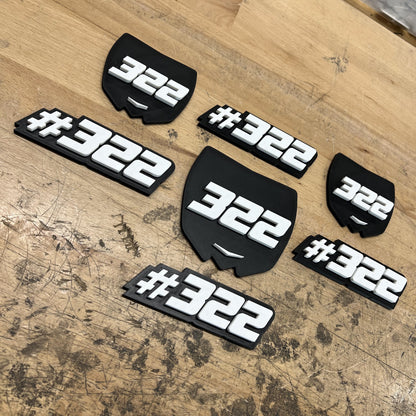 Insignias de caja de herramientas - Paquete de números de Moto - Doble capa - Múltiples opciones de colores