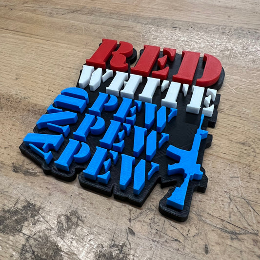 Red White and Pew Pew Pew Toolbox Emblem - Multiple Colors Available
