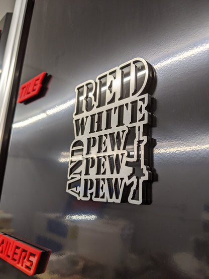 Red White and Pew Pew Pew Toolbox Emblem - Multiple Colors Available