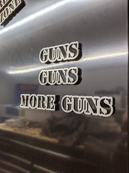 Guns Guns and More Guns Toolbox Emblems - Multiple Colors Available
