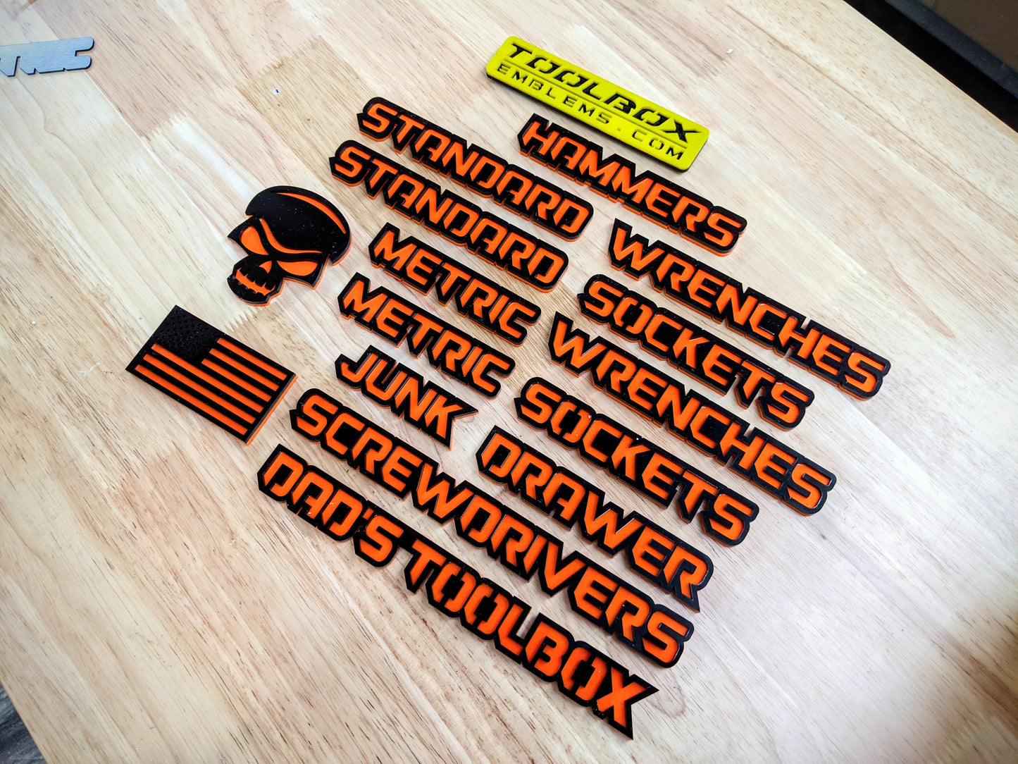 Gift Bundle 1 - Dual Layer Magnetic Toolbox Badges - Black on Orange