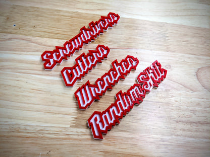 Toolbox Badges - Wisconsin Font - Choice of 5 - Dual Layer