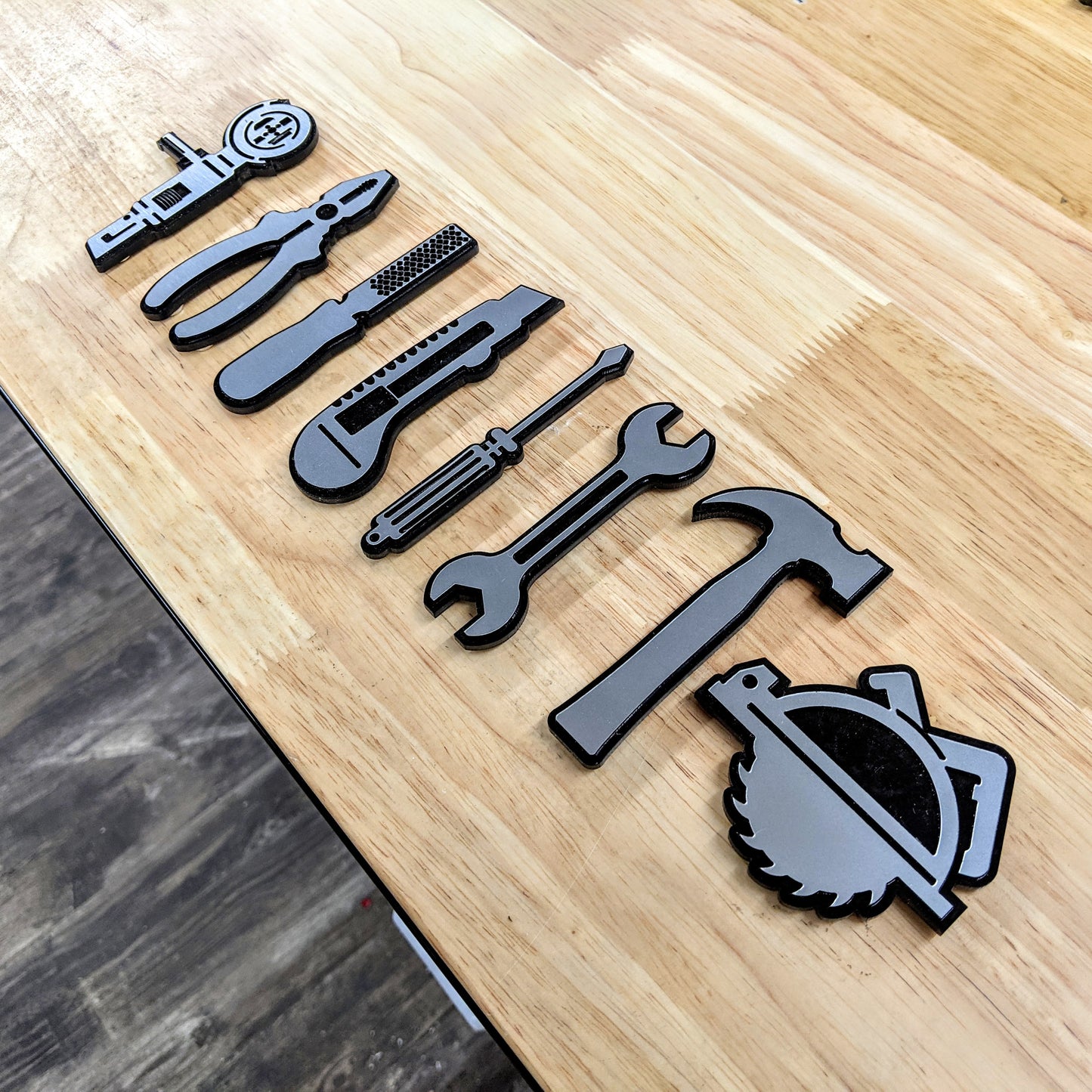 Tool Icon Essentials Set - Dual Layer Magnetic Toolbox Badges - Multiple Colors Available
